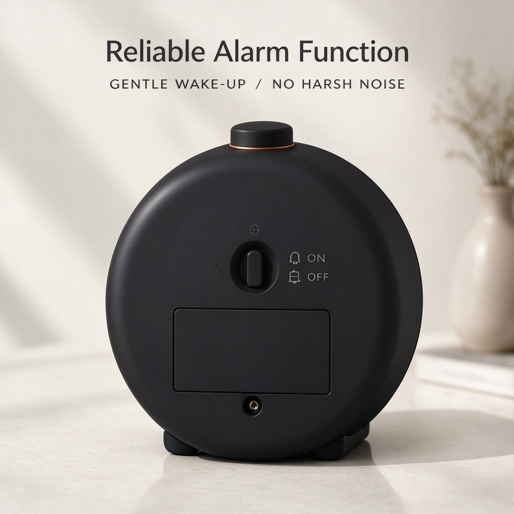 Minimalist Round Silent Analog Alarm Clock