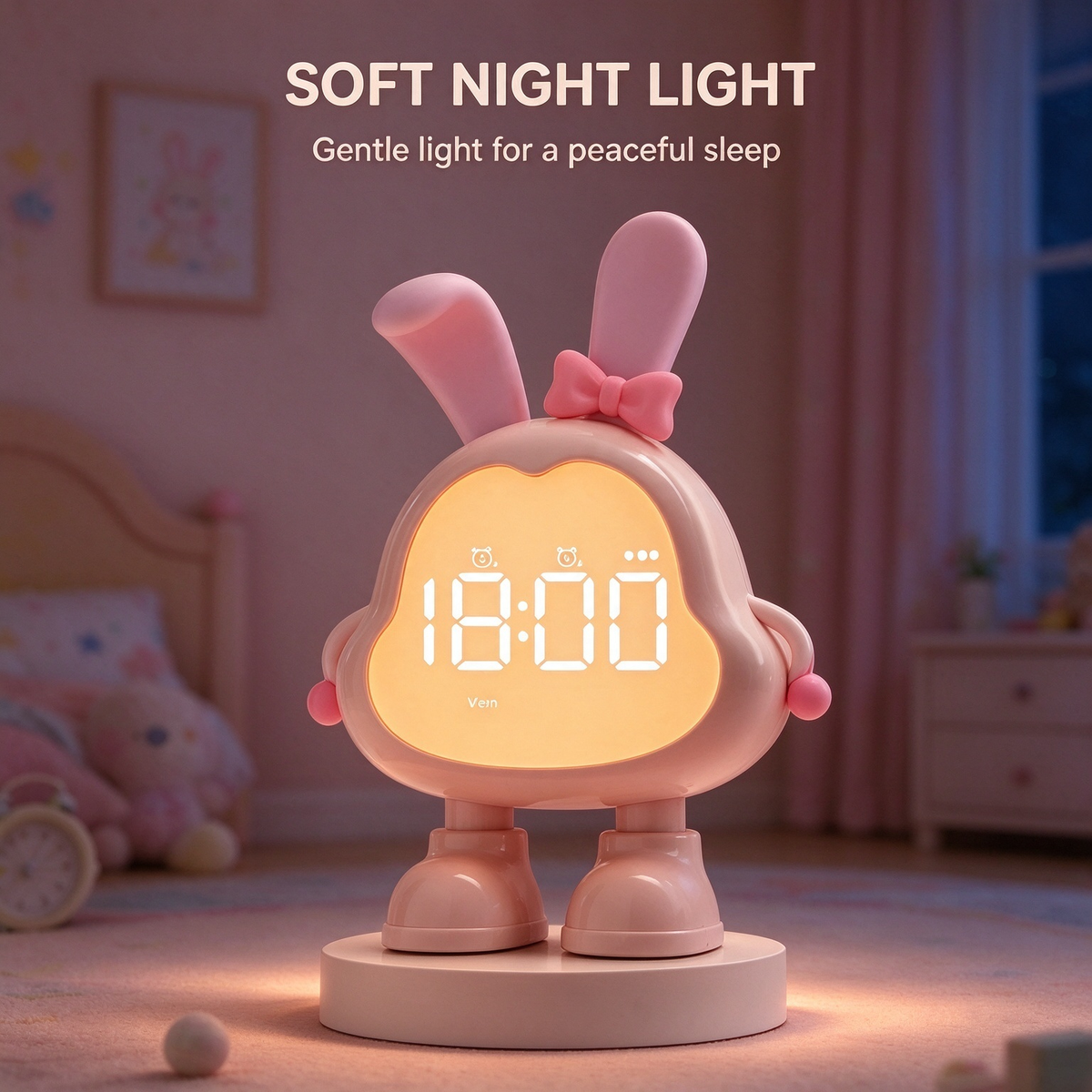 Cute Bunny Kids Digital Alarm Clock