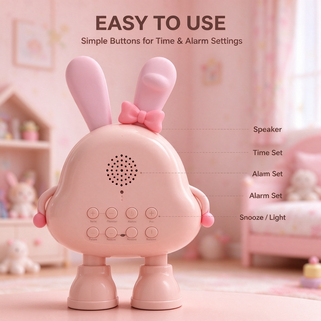 Cute Bunny Kids Digital Alarm Clock