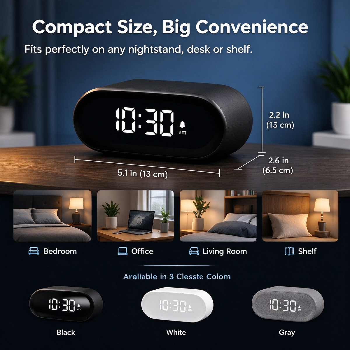 LED Digital Alarm Clock for Heavy Sleepers