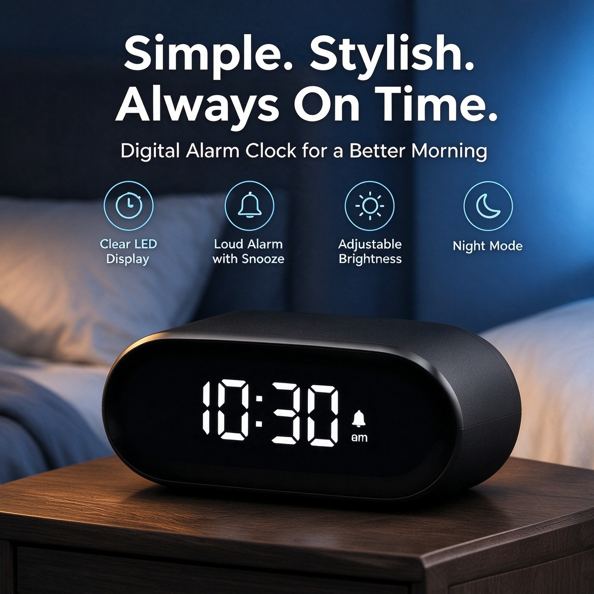 LED Digital Alarm Clock for Heavy Sleepers
