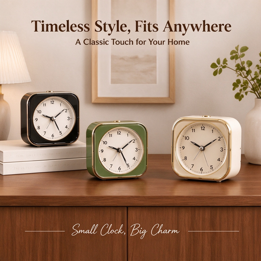 Vintage Square Quartz Alarm Clock