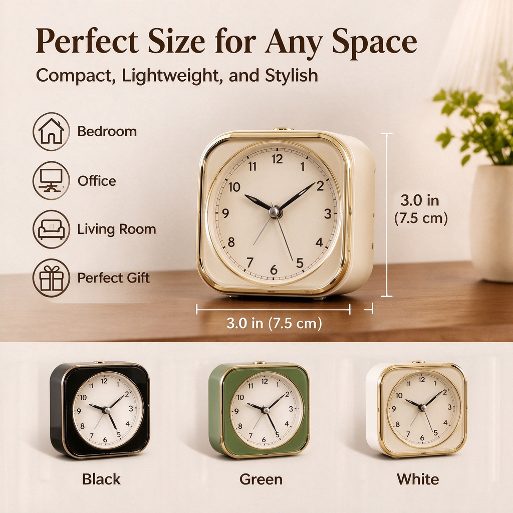 Vintage Square Quartz Alarm Clock