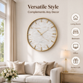24 Inch Marble Texture Gold Wall Clock