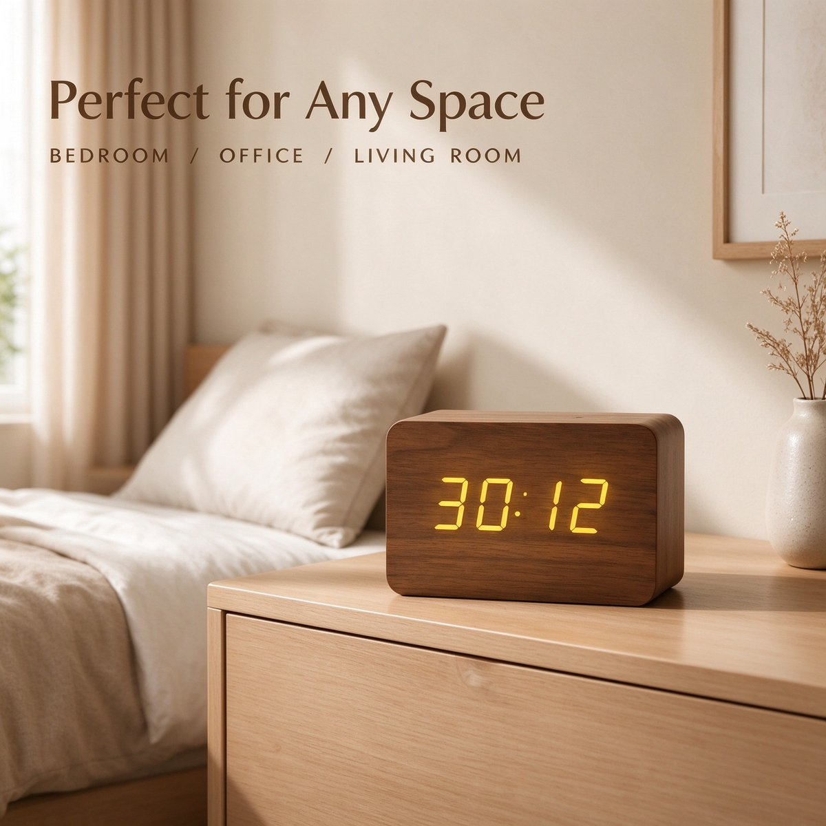 Wooden LED Digital Alarm Clock