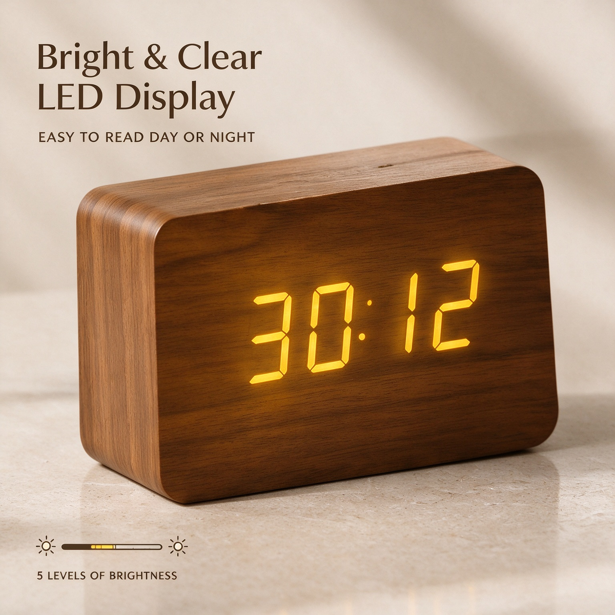 Wooden LED Digital Alarm Clock